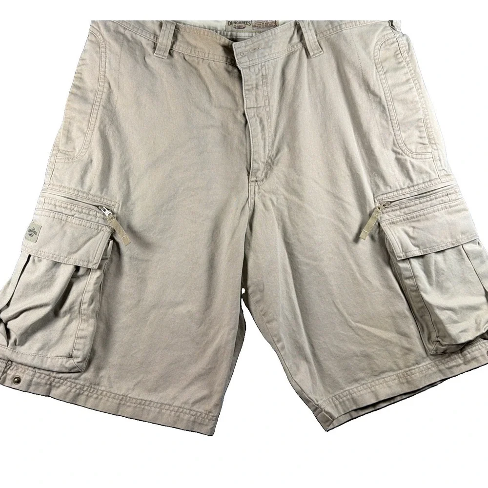 Cargo Shorts Mens Lee Dungarees 38 Khaki Heavy Cotton Twill Utility Relaxed Fit